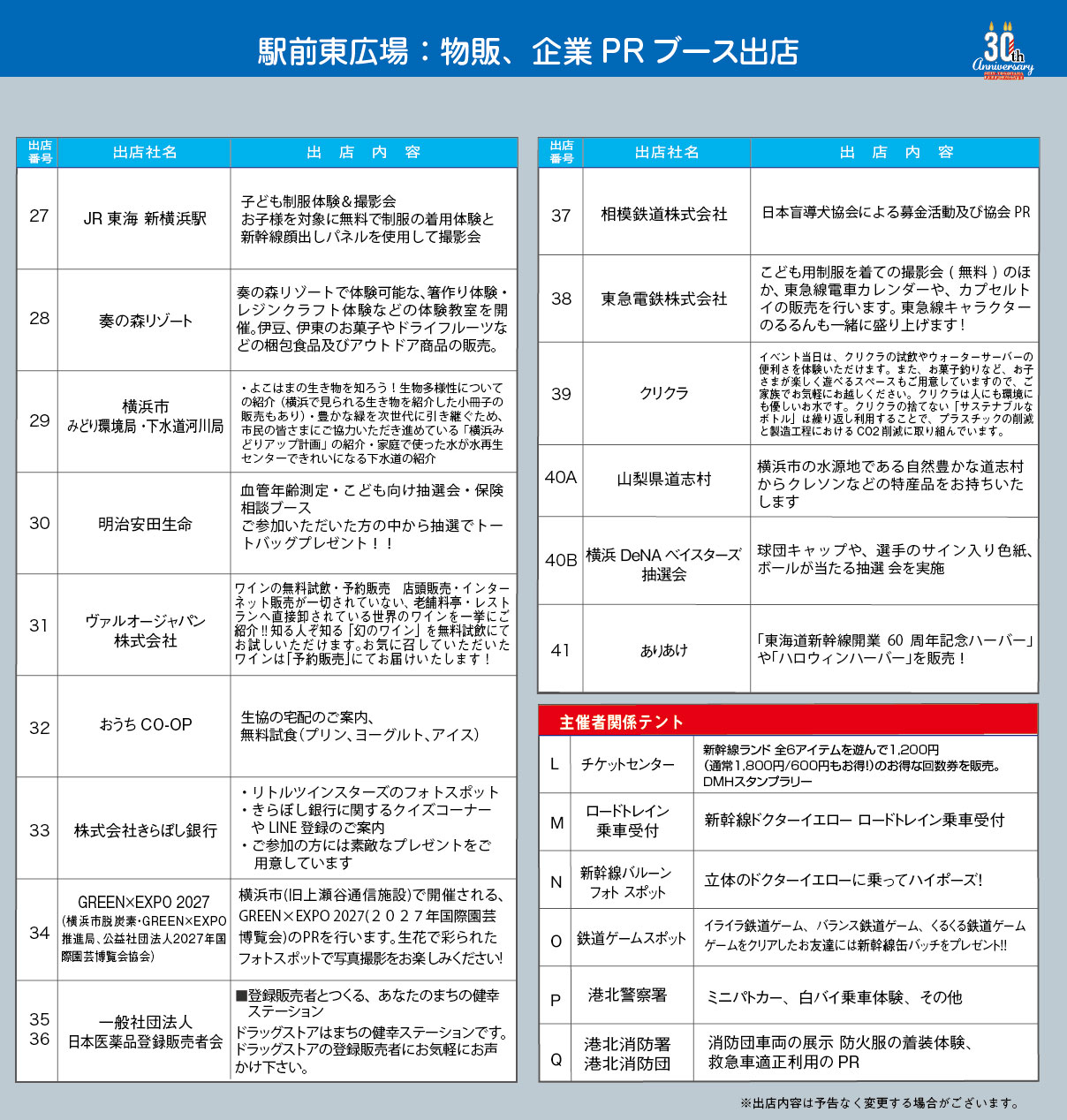 駅前東広場：物販、企業PRブース出店